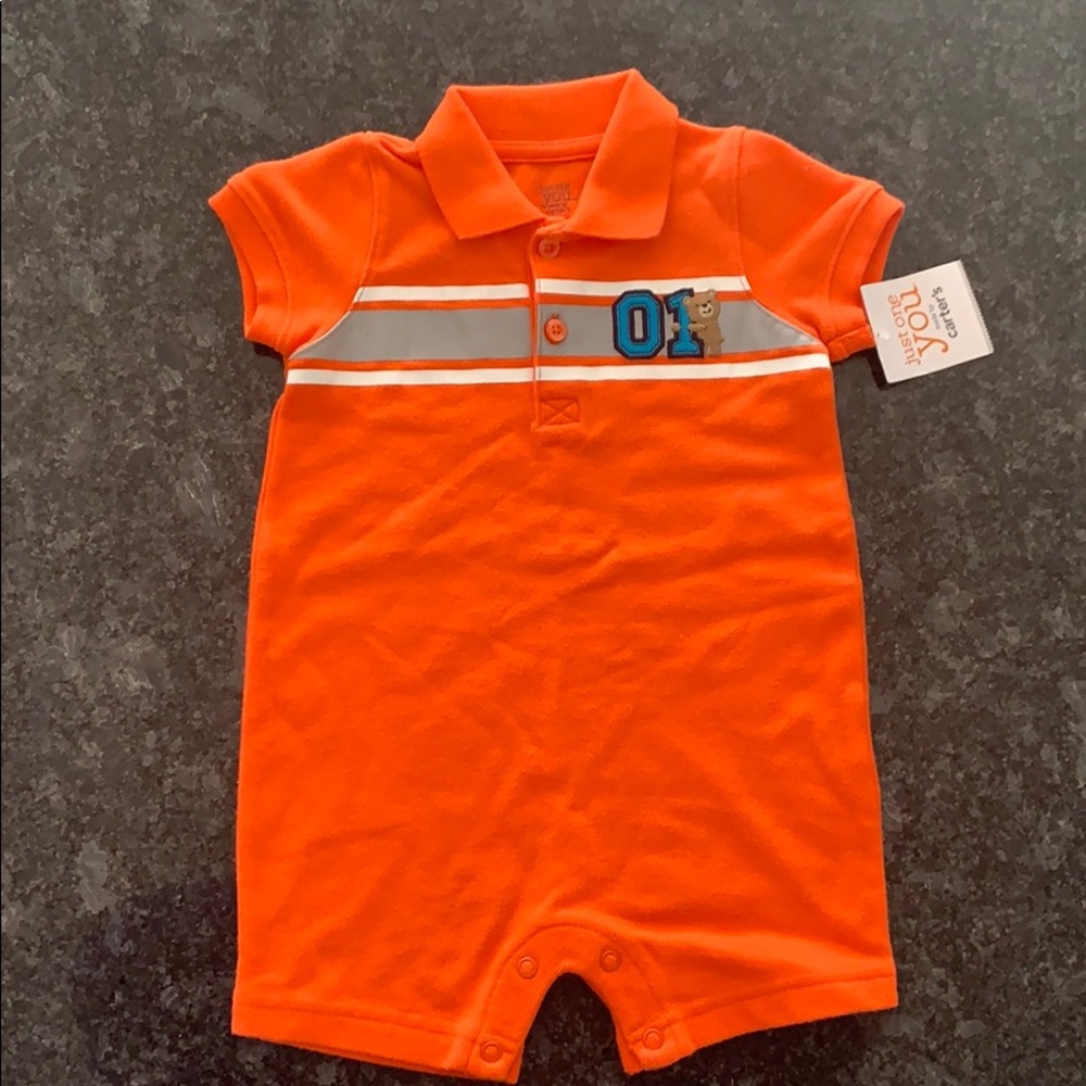 Carter’s Orange Boy Romper 12 Mos